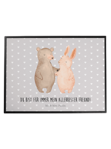 Mr. & Mrs. Panda Schreibunterlage Bär und Hase Umarmen mit Spruch in Grau Pastell