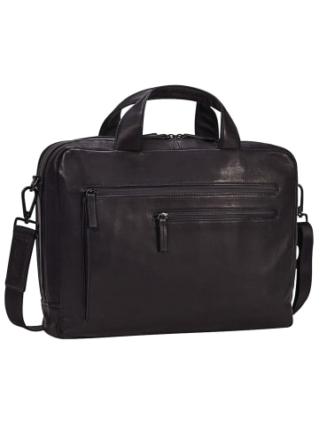 Leonhard Heyden Den Haag Aktentasche Leder 40 cm Laptopfach in schwarz