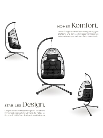 tectake Hängeschaukel mit extra dickem Sitz- und Kopfkissen, 98 x 107 x 202 cm