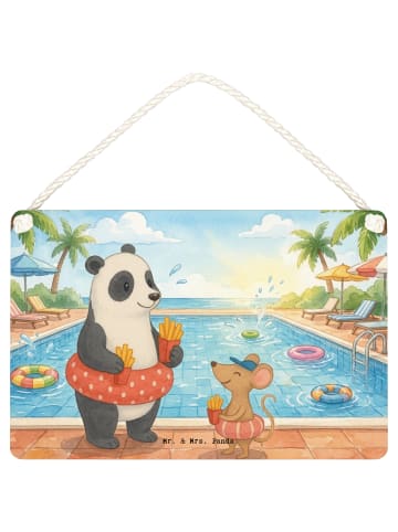 Mr. & Mrs. Panda Deko Schild Panda Schwimmbad Pommes Design ohne... in Weiß