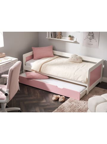 Beliani Tagesbett GRAVELINES in Rosa/Weiß - (W) 96 x (H) 63 x (L) 206 cm