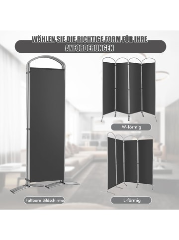 COSTWAY Raumteiler 4 tlg. 188cm in Grau