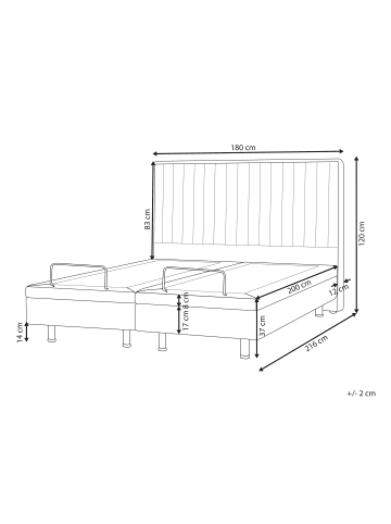 Beliani Doppelbett CASTELLAN in Beige/Schwarz - (W) 180 x (H) 120 x (L) 216 cm
