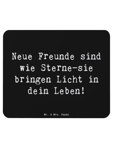 Mr. & Mrs. Panda Mauspad Spruch Neue Freunde finden mit Spruch in Schwarz