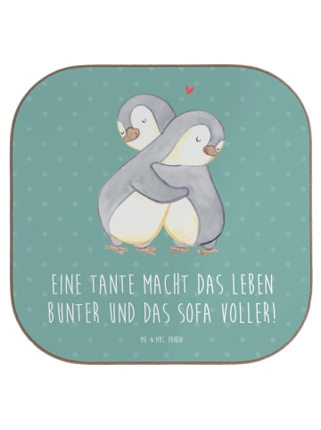 Mr. & Mrs. Panda Untersetzer für Gläser Bunte Tante mit Spruch in Meeresbrise