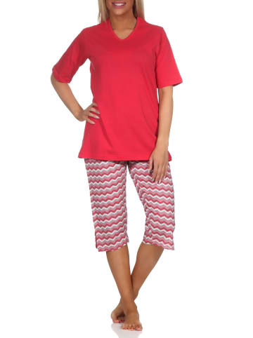 NORMANN Capri Pyjama Capri Shorts Schlafanzug EthnoStyle - 79895 in rot