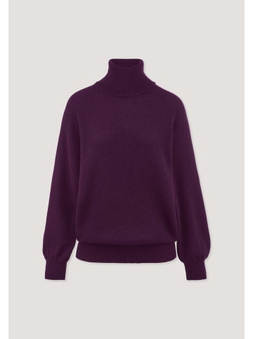 Hessnatur Strick Rollkragen Pullover in dunkles purpur