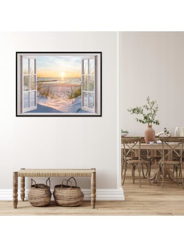 WALLARENA Bild mit Rahmen Fenster in Beige