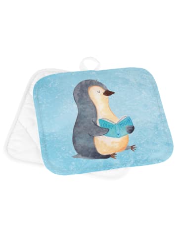Mr. & Mrs. Panda Topflappen Lustig Pinguin Buch ohne Spruch in Eisblau