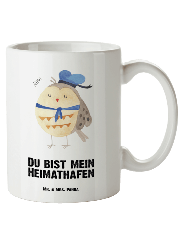 Mr. & Mrs. Panda Große Teetasse Eule Matrose mit Spruch in Weiß