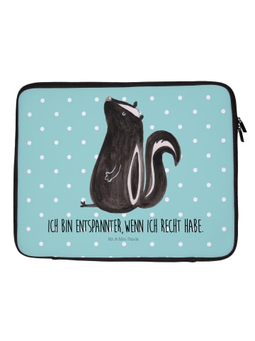 Mr. & Mrs. Panda Notebook Tasche Stinktier Sitzen mit Spruch in Türkis Pastell