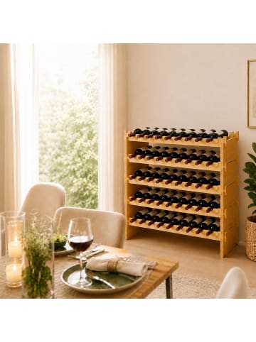 relaxdays Weinregal in Natur - (B)85 x (H)68 x (T)25,5 cm