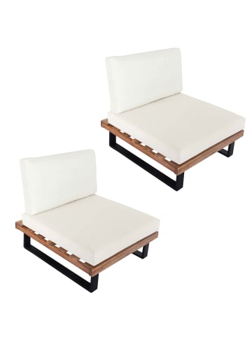 MCW 2er-Set Lounge-Sessel H54, Hellbraun, Polster cremeweiß