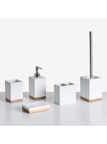 Beliani 5-tlg Badezimmer-Zubehör TAPICHE in Weiß/Braun/Silber