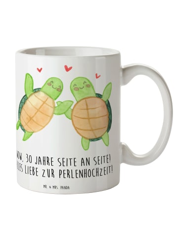 Mr. & Mrs. Panda Becher 30. Hochzeitstag Perlenhochzeit mit Spruch in Weiß