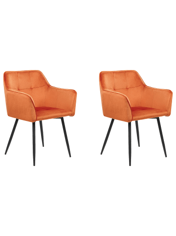 Beliani 2er-Set Esszimmerstuhl JASMIN in Orange/Schwarz