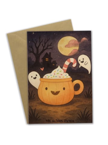 Mr. & Mrs. Panda babykarte Kaffee Gespenst Design ohne Spruch in Weiß
