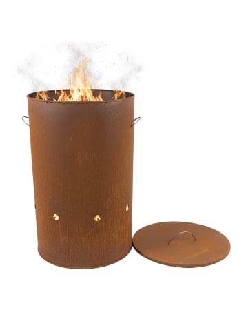 relaxdays Feuertonne in Rotbraun - (H)60 x Ø 38,5 cm