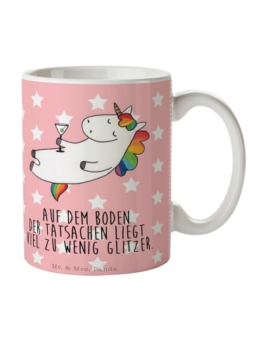 Mr. & Mrs. Panda Geschenktasse Einhorn Blümchentail mit Spruch in Rot Pastell