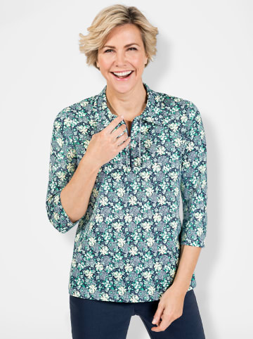 WITT WEIDEN Poloshirt in marine-zitrone-bedruckt