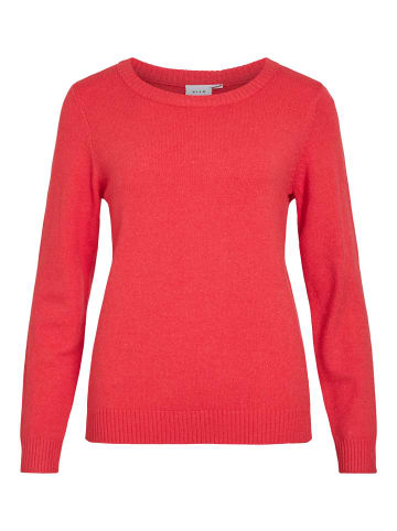 Vila Dünner Rundhals Strickpullover VIRIL in Rot-2