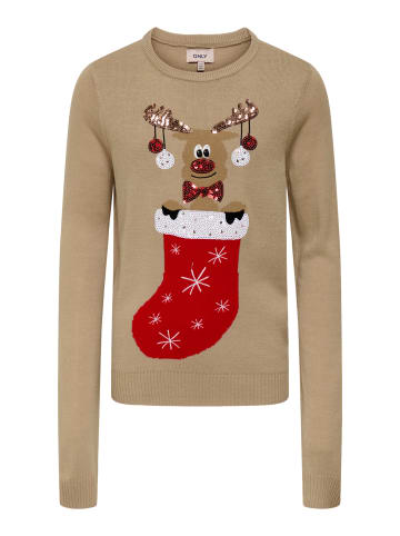 KIDS ONLY Strickpullover 'Xmas Shine' in braun