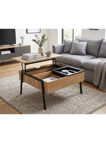 Feldmann-Wohnen Couchtisch Podium Eiche Natur schwarz 85 / 80 / 43-64cm