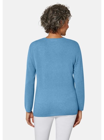 GOLDNER Kaschmirpullover Basicpullover mit V-Ausschnitt in himmelblau