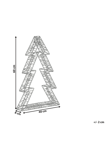 Beliani LED Deko AKERAN in Silber - (W) 40 x (H) 60 x (L) 8 cm
