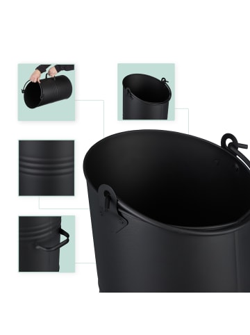 relaxdays Kohlenschütte in Schwarz - (H)40 x Ø 23 cm