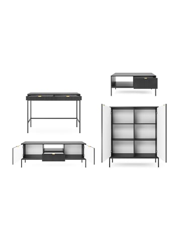 Feldmann-Wohnen Wohnzimmer-Set Nova Schwarz / Schwarz 4-teilig