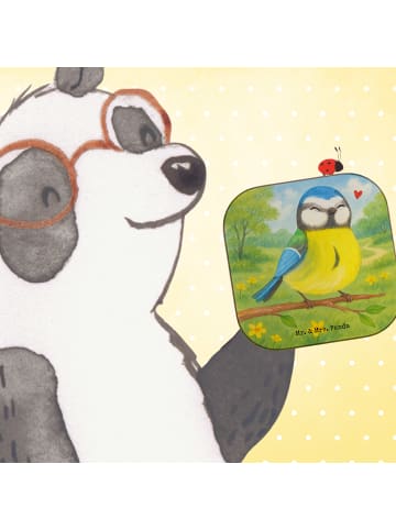 Mr. & Mrs. Panda Holzuntersetzer Vogel Blaumeise Design ohne Spruch in Weiß