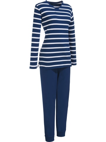 Erwin Müller Single-Jersey Schlafanzug in marine/weiß