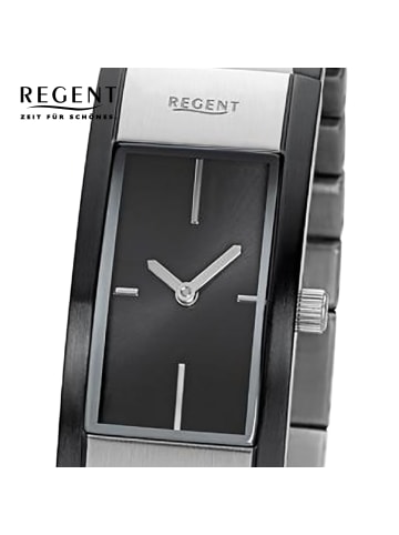 Regent Armbanduhr Regent Metallarmband schwarz, silber mittel (ca.18x38mm)