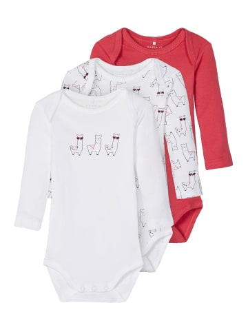 name it langarm Bodys im 3er-Pack Alpaka in Rot