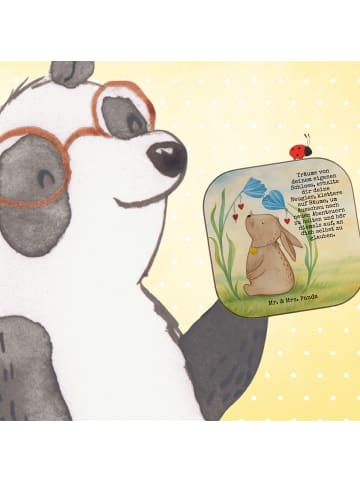 Mr. & Mrs. Panda Getränke-Untersetzer Hase Blume Design mit Spruch in Weiß