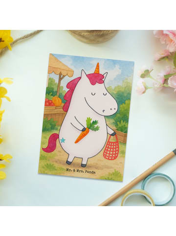 Mr. & Mrs. Panda Postkarte Einhorn Vegan Design ohne Spruch in Weiß