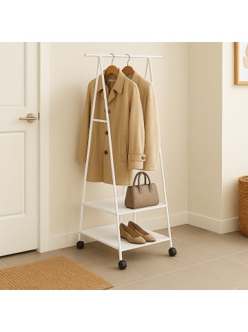 relaxdays Kleiderständer in Weiß - (B)55 x (H)160 x (T)42 cm