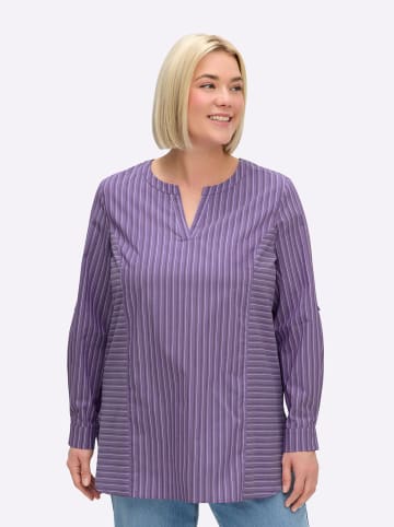 sheego Tunika in lila-ecru-gestreift