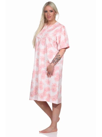 NORMANN kurzarm Nachthemd Knopfleiste am Hals - 77405 in rosa