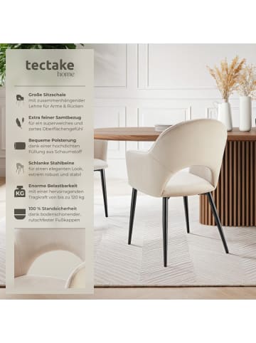 tectake Armlehnstuhl in Samtoptik, gepolstert, 57 x 61,5 x 87,5 cm