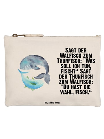 Mr. & Mrs. Panda Kulturtasche Walfisch Thunfisch mit Spruch in Weiß