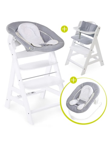 Hauck Alpha Plus White Newborn Set - 4-tlg. Hochstuhl in weiss,grau
