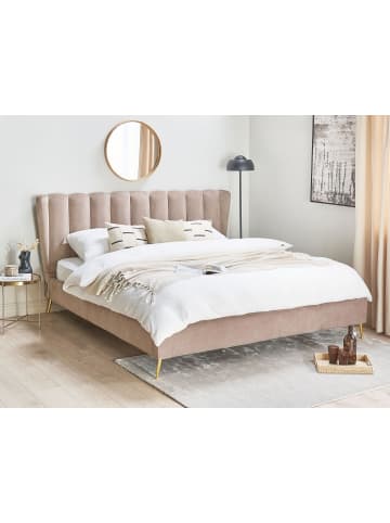 Beliani Doppelbett MIRIBEL in Beige/Gold - (W) 207 x (H) 112 x (L) 218 cm
