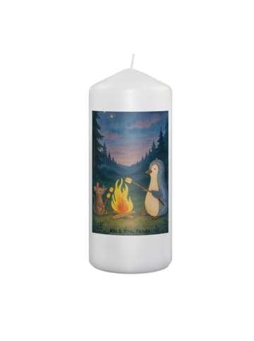 Mr. & Mrs. Panda Kerze Pinguin Lagerfeuer Design ohne Spruch in Weiß