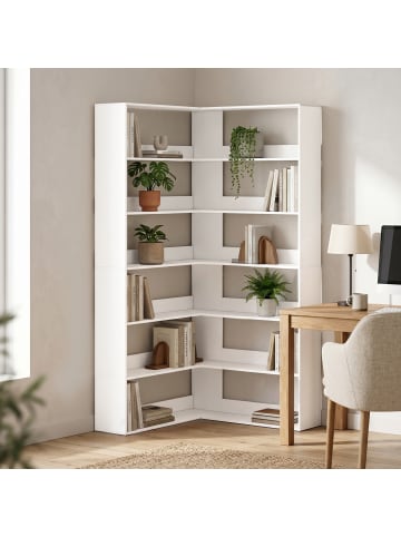 HOMCOM Bücherregal-90L x 90B x 180H cm-Weiß
