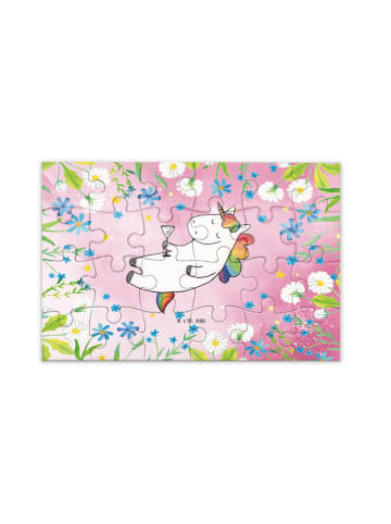 Mr. & Mrs. Panda Puzzle Einhorn Blümchentail ohne Spruch in Rot Pastell
