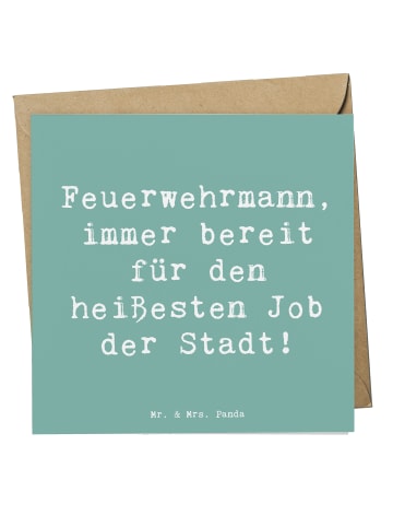 Mr. & Mrs. Panda Grußkarte Spruch Feuerwehrmann Held mit Spruch in Meeresbrise