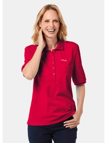 GOLDNER Baumwollshirt mit Glitzerstickerei in mohnrot
