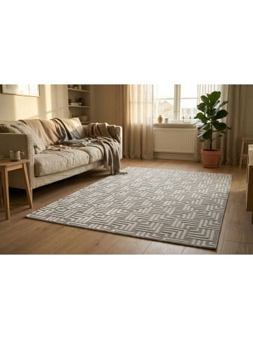 Vivorum Wohnzimmer Teppich – Kurzflorteppich Calma 325 in Silber